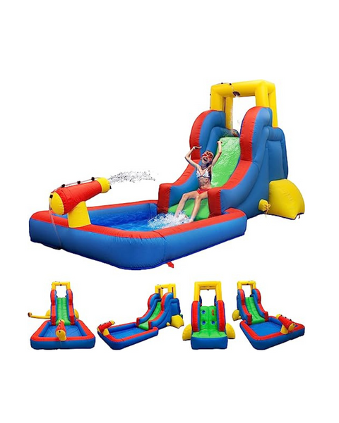 PicassoTiles Water Slide Park Inflatable Bouncing House w/Pool Area