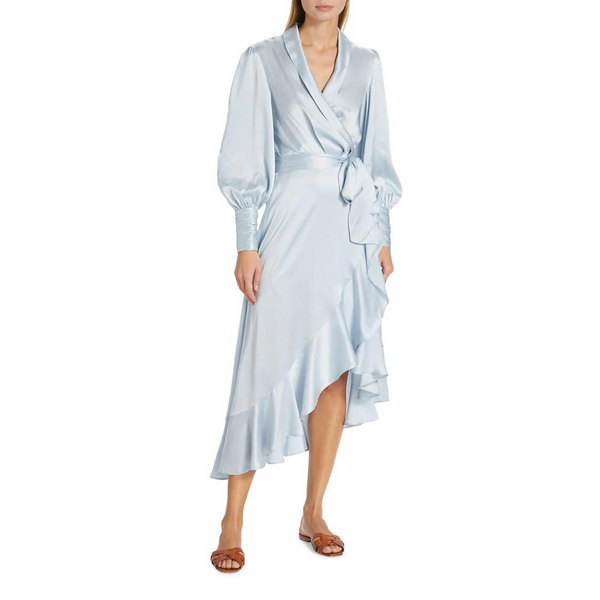 Zimmermann Asymmetric Silk Wrap Midi-Dress (2 COLORS)