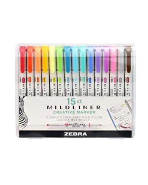 15 Pack Of Zebra Pen Mildliner Double Ended Highlighter Set