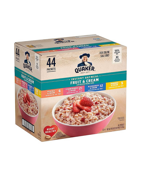 44 Packets Of Quaker Instant Oatmeal Fruit & Cream Variety Pack (OU-Dairy)