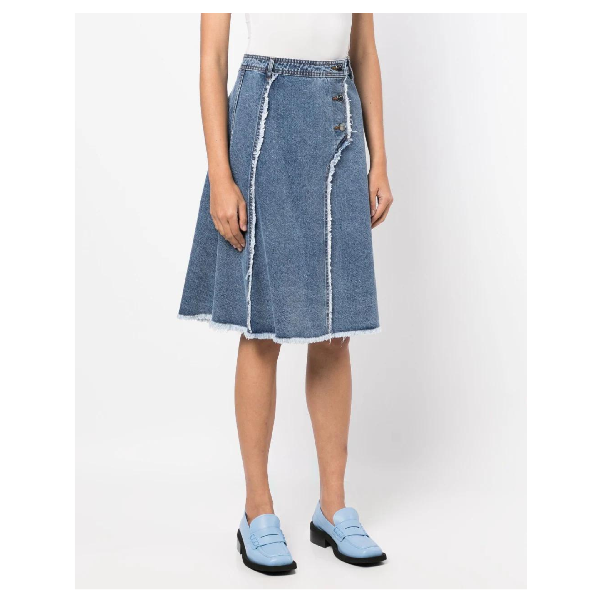 Tout A Coup Distressed Denim Skirt