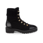 Stuart Weiztman Alpine Leather & Suede Shearling Combat Boots