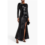 BADGLEY MISCHKA Vestido de malla con lentejuelas y adorno de lazo