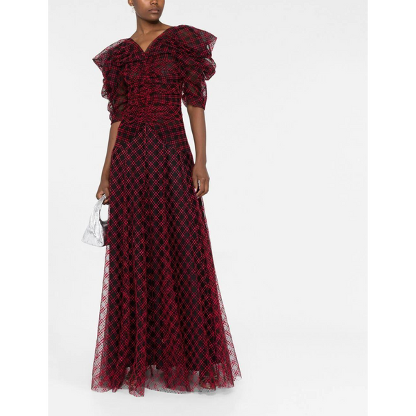Philosophy Di Lorenzo Serafini Mesh-Overlay Tartan Dress