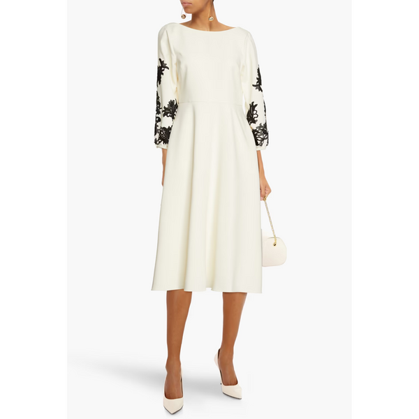 Mikael Aghal Vestido midi de encaje bordado