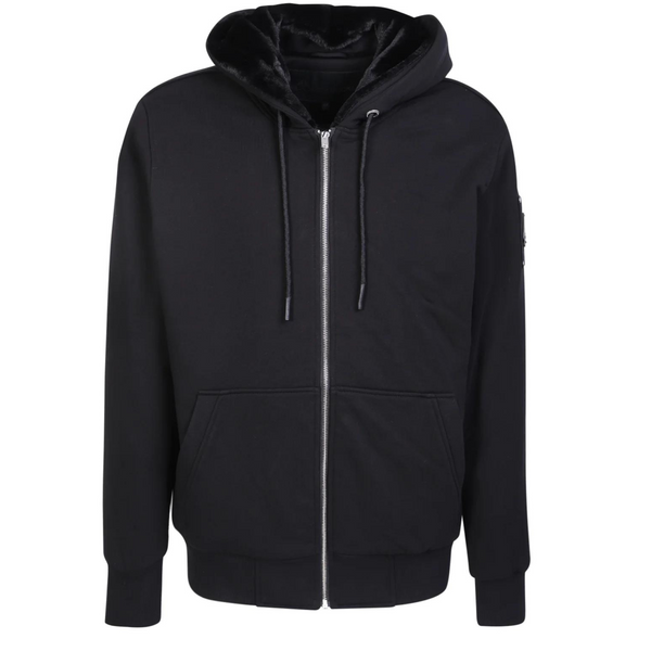 Moose Knuckles Sudadera con capucha y cremallera con cordón y placa del logo para hombre