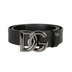 Dolce &amp; GabbanaCinturón con hebilla y placa del logo de hombre