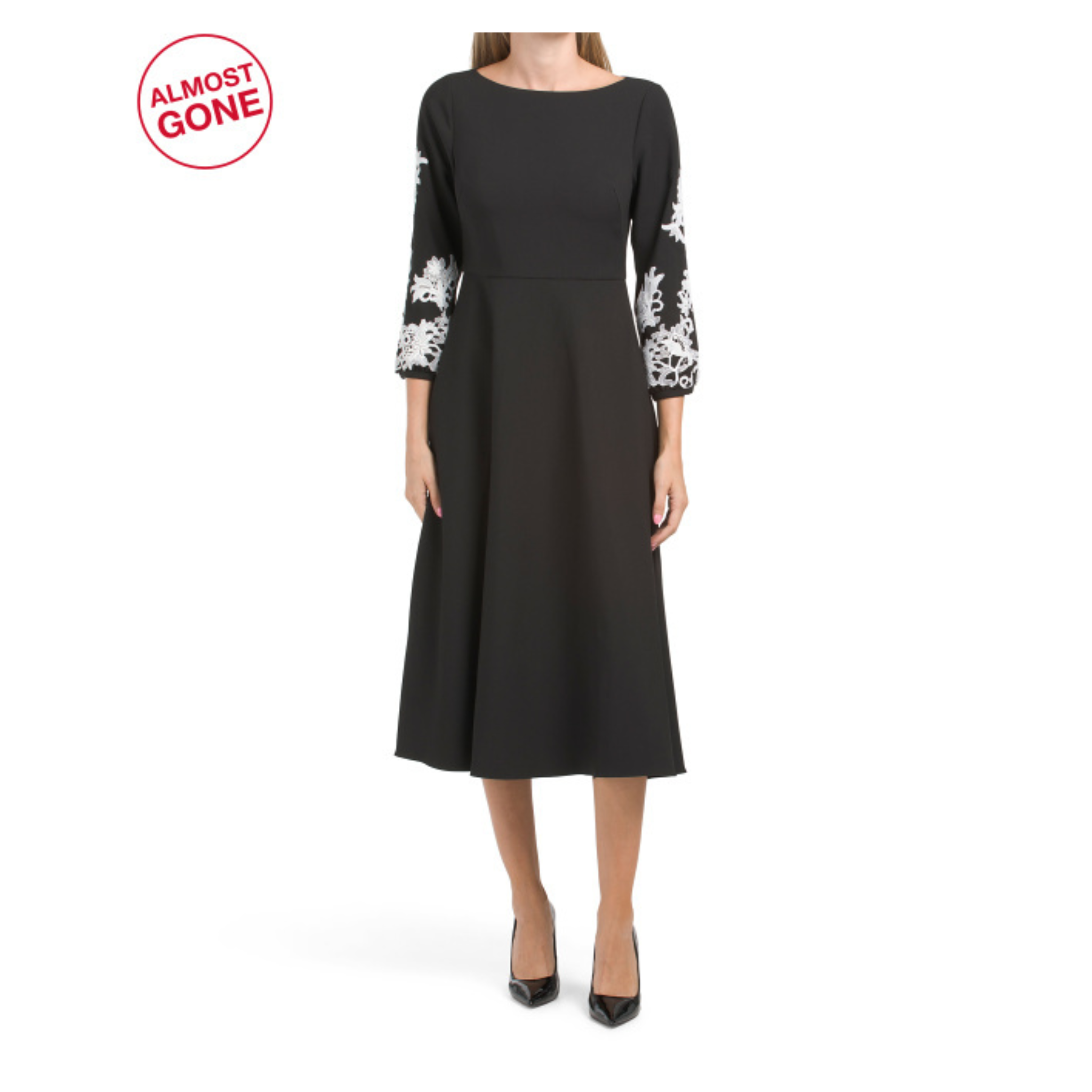 Mikael Aghal (VALENTINO) Lace Applique Midi Dress
