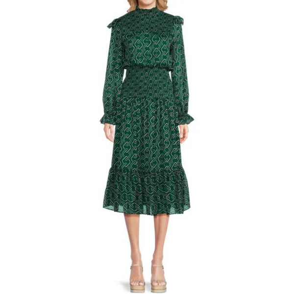 Area Stars Geometric Smocked Midi Dress