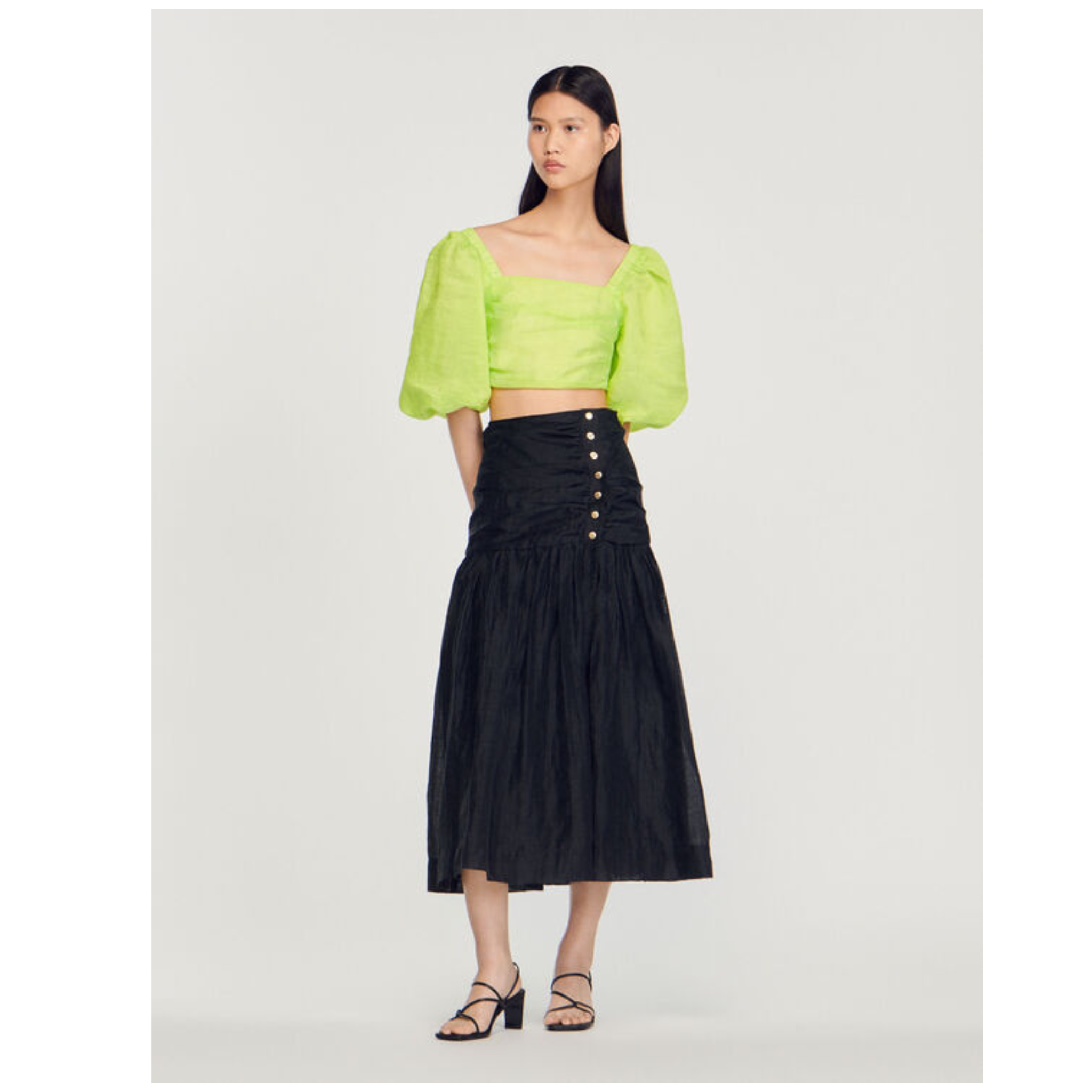 Sandro Gathered Long Skirt
