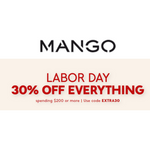 Evento del Día del Trabajo de Mango: ¡30% DE DESCUENTO EN TODO!