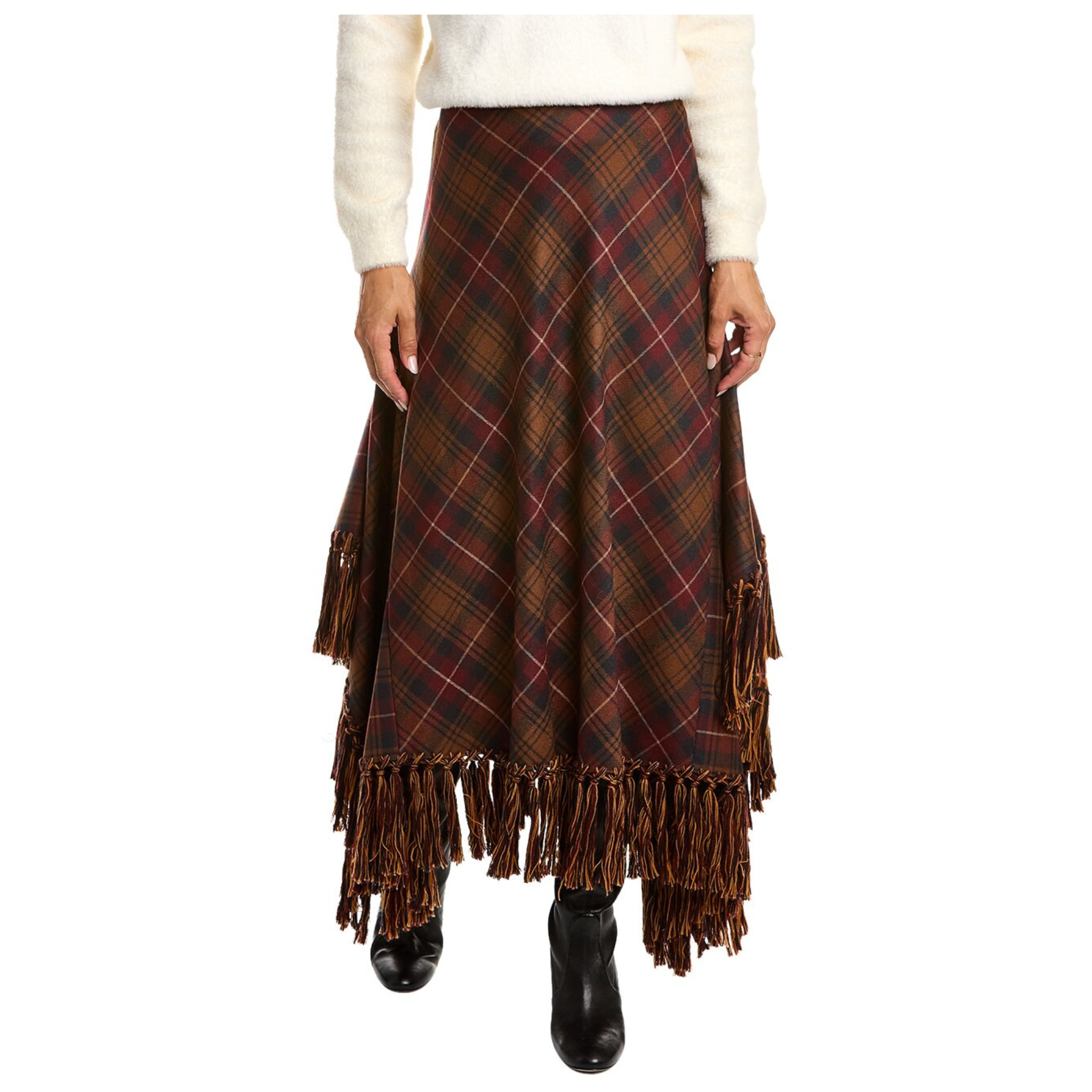 Lafayette 148 Fringe Handkerchief Wool Skirt