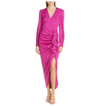 Veronica Beard Side Ruffle Long Sleeve Silk Blend Maxi Dress (2 COLORS)