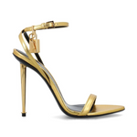 Sandalias con tira en el tobillo y puntera en punta de cuero metalizado 105 de Tom Ford