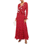 GÜL HÜRGEL Vestido largo con estampado floral y volantes