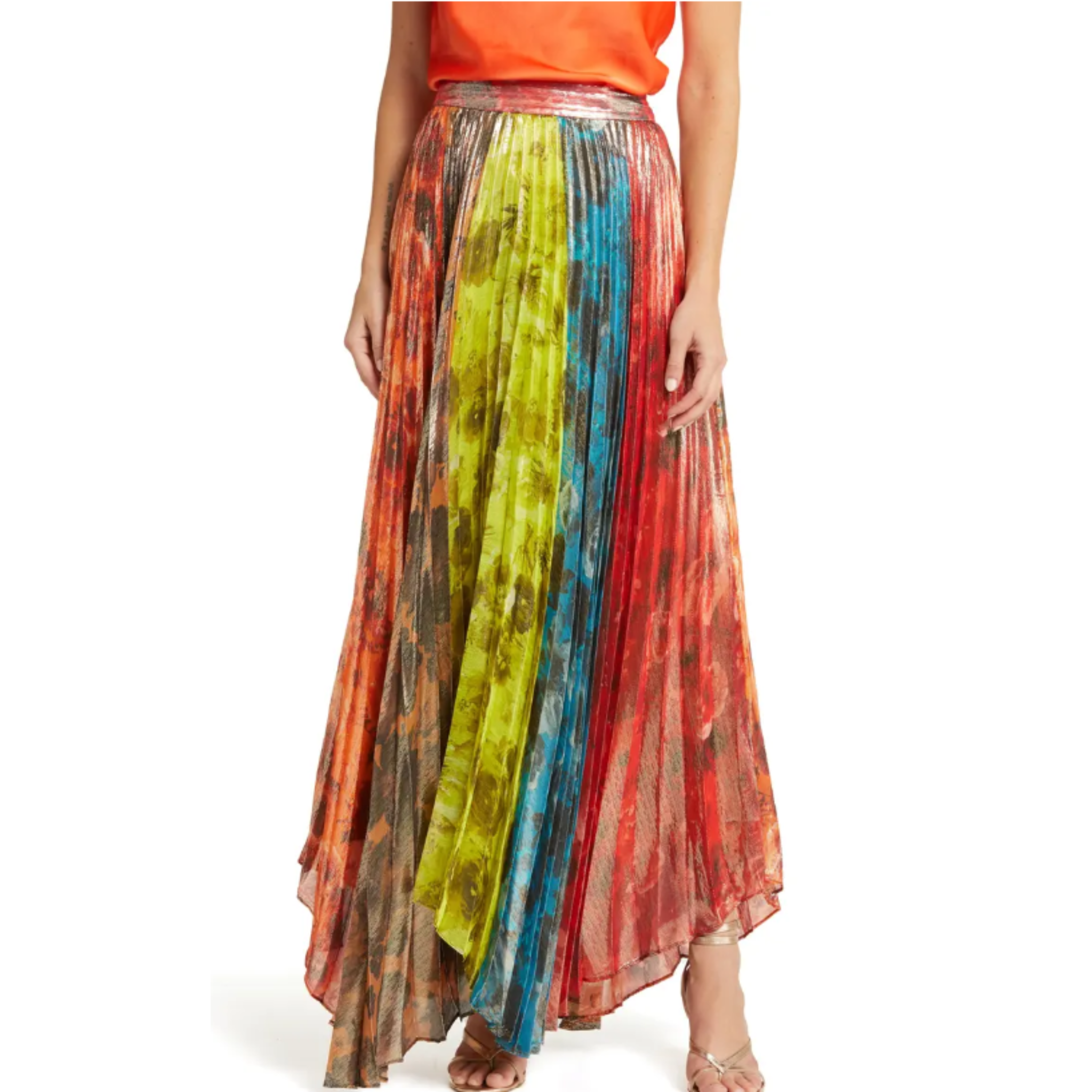 Alice + Olivia Katz Sunburst Pleated Maxi Skirt
