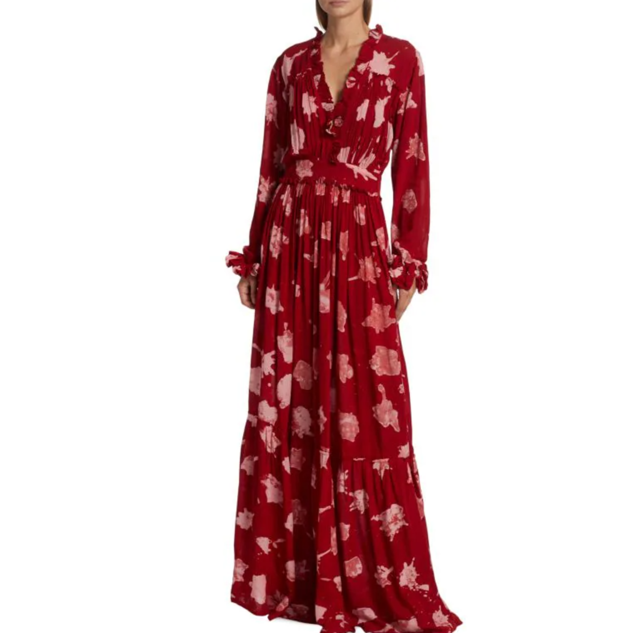Busayo Ini Ruffled V Neck Maxi dress