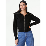 Suéter tipo cárdigan de punto trenzado con cremallera y manga larga para mujer Walmart (3 COLORES)