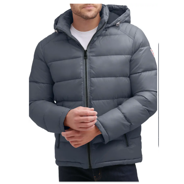 GUESS Hooded Solid Puffer Jacket