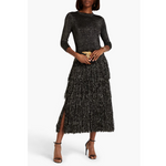 ZIMMERMANN Vestido midi de punto metalizado con flecos