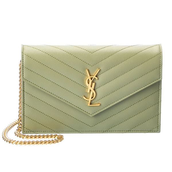 Saint Laurent Monogram Matelasse Leather Envelope Wallet On Chain