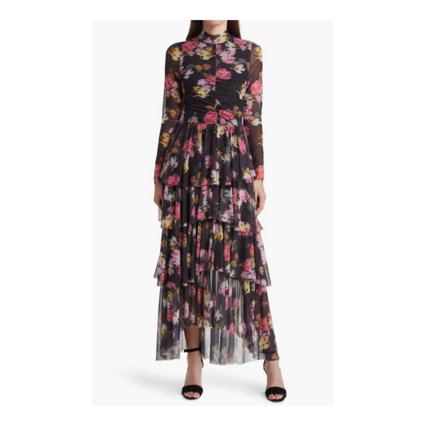Vestido midi escalonado de manga larga con diseño floral Tiloula de Ted Baker London