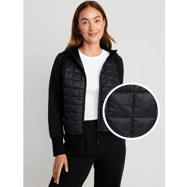 Sudadera con capucha híbrida recortada de forro polar dinámico Old Navy (3 COLORES)