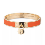 LAUREN RALPH LAUREN Pulsera tipo brazalete con candado de cuero en tono dorado