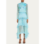 SALONI Jolie-C Floral Silk Tiered-Ruffle Midi Dress