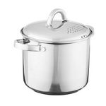 Oster Sangerfield utensilios de cocina de acero inoxidable, olla para pasta de 5 cuartos con tapa de vaporera y colador