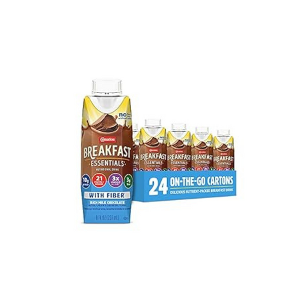 Paquete de 24 ingredientes esenciales para el desayuno Carnation listos para beber con fibra, 8 onzas líquidas