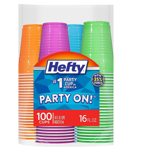 Fiesta fuerte de 100 unidades en vasos de plástico para fiestas de 16 onzas
