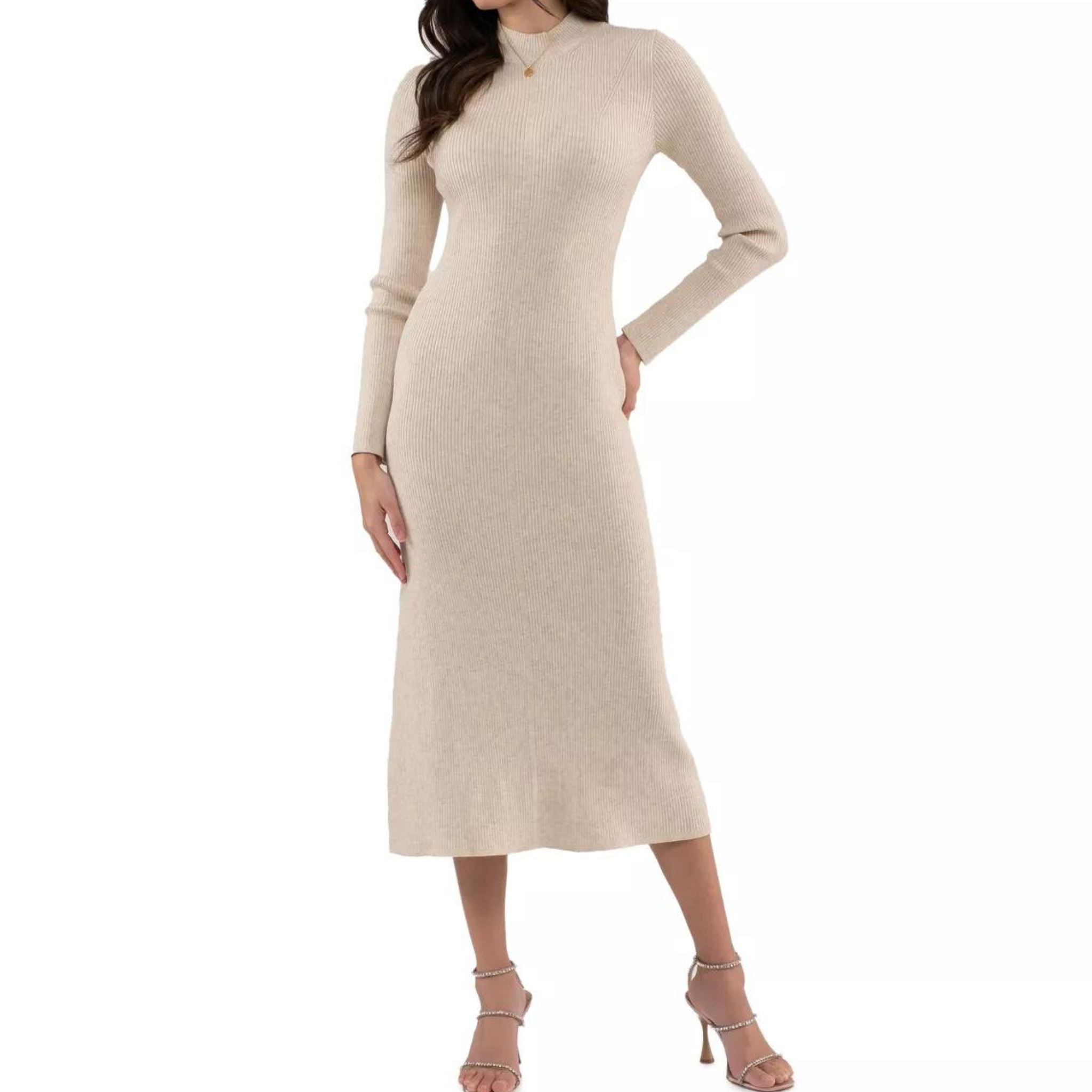 Target Shimmery Ribbed High Neck Midi Sweater Dress (3 COLORS)