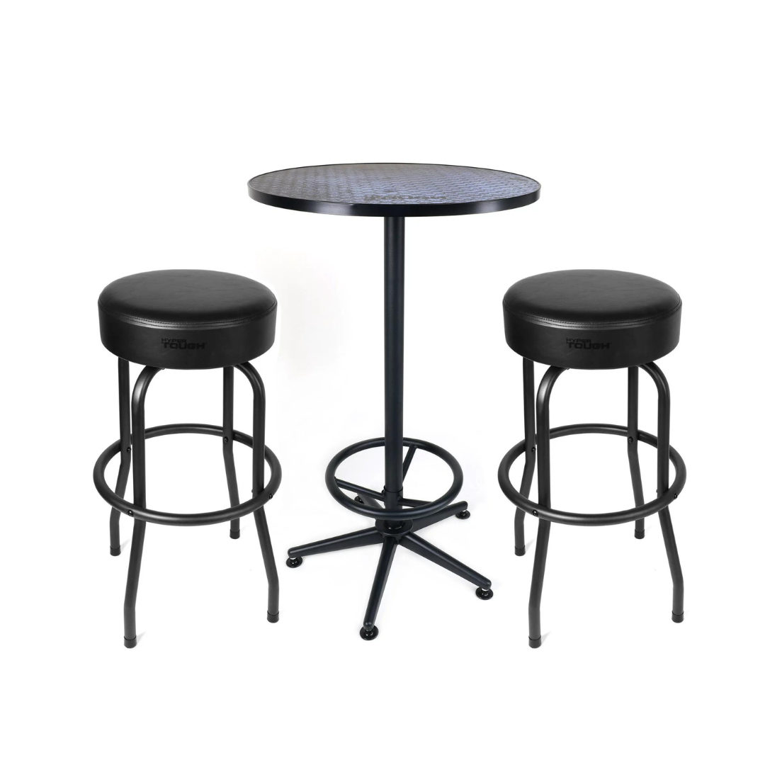Hyper Tough 3Piece Shop/Garage Bar Table & Stool Set PzDeals