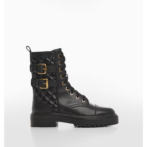 Mango Military Leather Ankle Boots