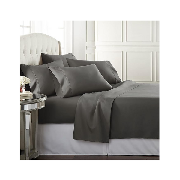 Juego de sábanas y fundas de almohada Danjor Linens de 6 piezas con bolsillos (Queen)