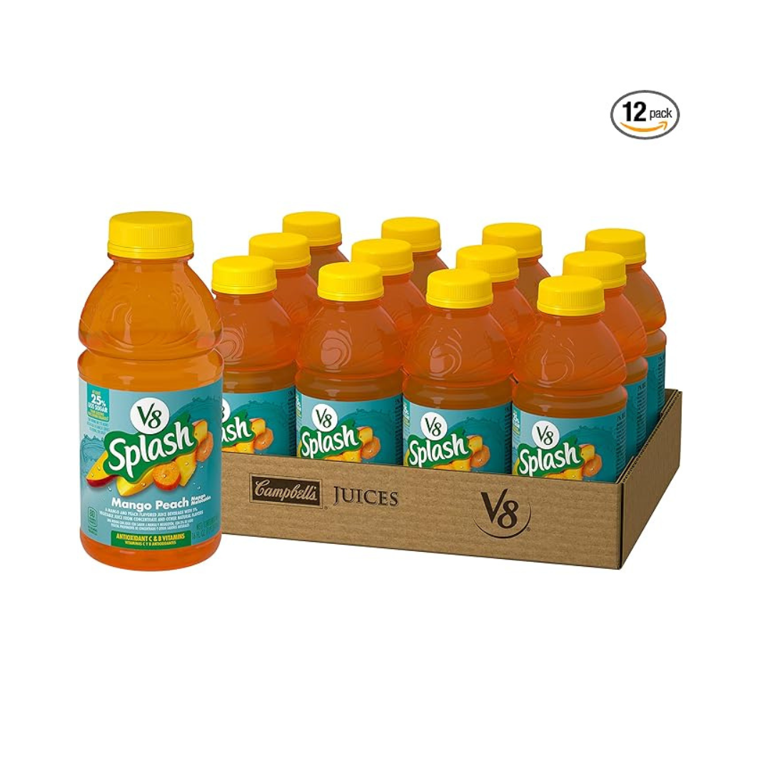 12Pack V8 Splash Flavored Juice Beverage Mango Peach, 16 Oz PzDeals
