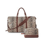 Viva Terry Large Travel Vegan Leather Duffle Bag with Toiletry Bag