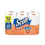 Rollos dobles de papel higiénico Scott ComfortPlus de 12 unidades (231 hojas por rollo)