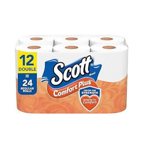Rollos dobles de papel higiénico Scott ComfortPlus de 12 unidades (231 hojas por rollo)
