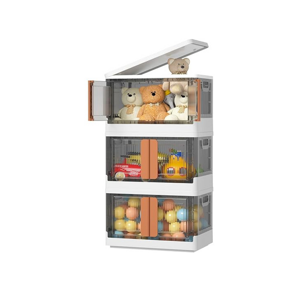 Paquete de 3 contenedores de almacenamiento apilables plegables de plástico de 8,4 galones