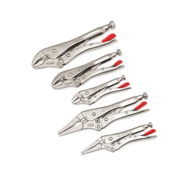5-Piece Crescent Locking Plier Set + 2-Piece 10'' Shears & 3.25'' Knife Set