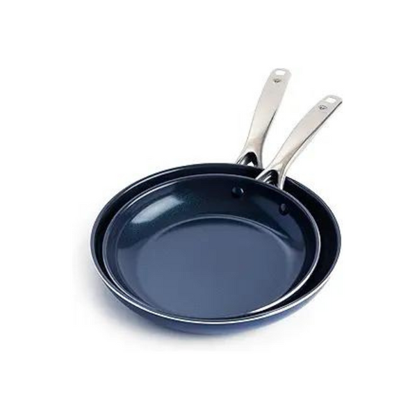 Juego de sartén antiadherente de cerámica con infusión de diamante azul de 9,5" y 11"