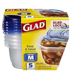 Paquete de 5 recipientes de almacenamiento de alimentos para sopa y ensalada GladWare