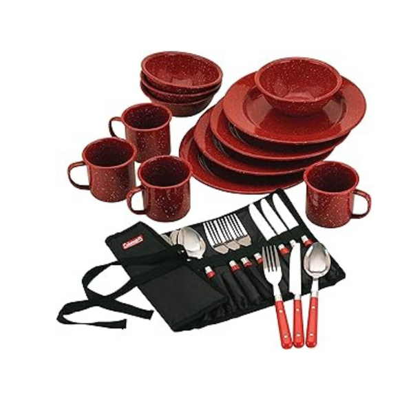 24-Piece Coleman Enamel Dinnerware Set