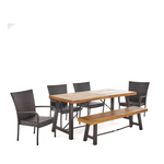 Juego de comedor para exteriores de madera de acacia Salla de Christopher Knight Home de 6 piezas