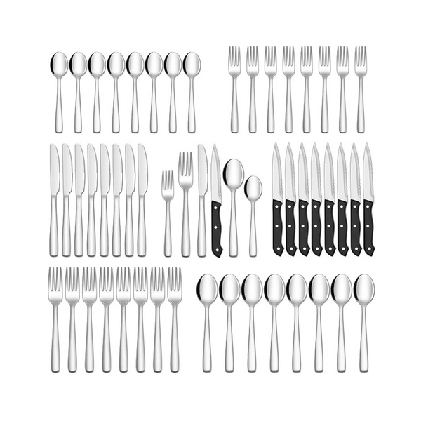 Juego de cubiertos Hiware de 48 piezas con cuchillos para carne para 8 personas