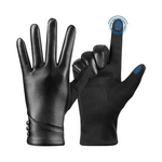 Guantes de cuero de invierno para mujer con pantalla táctil