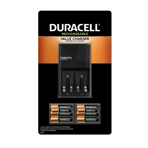 Duracell Ion Speed 1000 Charger With 6 AA And 2 AAA Pre-Charged Batteries