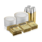 600-Piece Munfix Gold Disposable Dinnerware Set